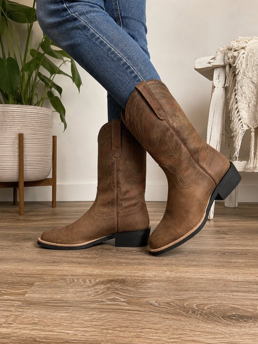 Ariat Heritage Western Boots Women's 8EE Brown Leather Cowboy Riding Boots